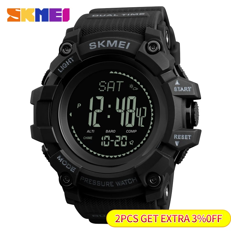 SKMEI Outdoor Watches Mens Pressure Compass Sport Digital Wristwatches Altimeter Weather Tracker Waterproof reloj hombre 1358