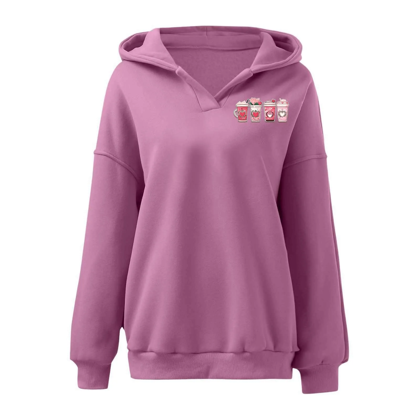 Sweat à capuche imprimé boisson glacée pour femme, sweats à capuche légers pour femme, sweats à capuche légers PVD, mode hivernale