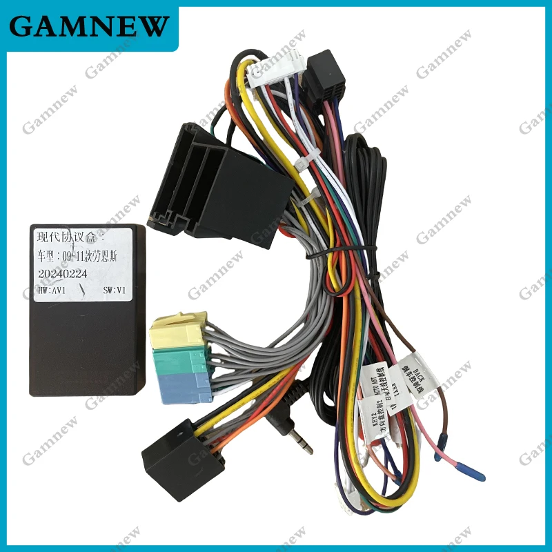 16Pin Car Wiring Harness Adapter With Canbus Box Decoder Android Radio Power Cable For Hyundai Rohens-coupe OD-HY-16