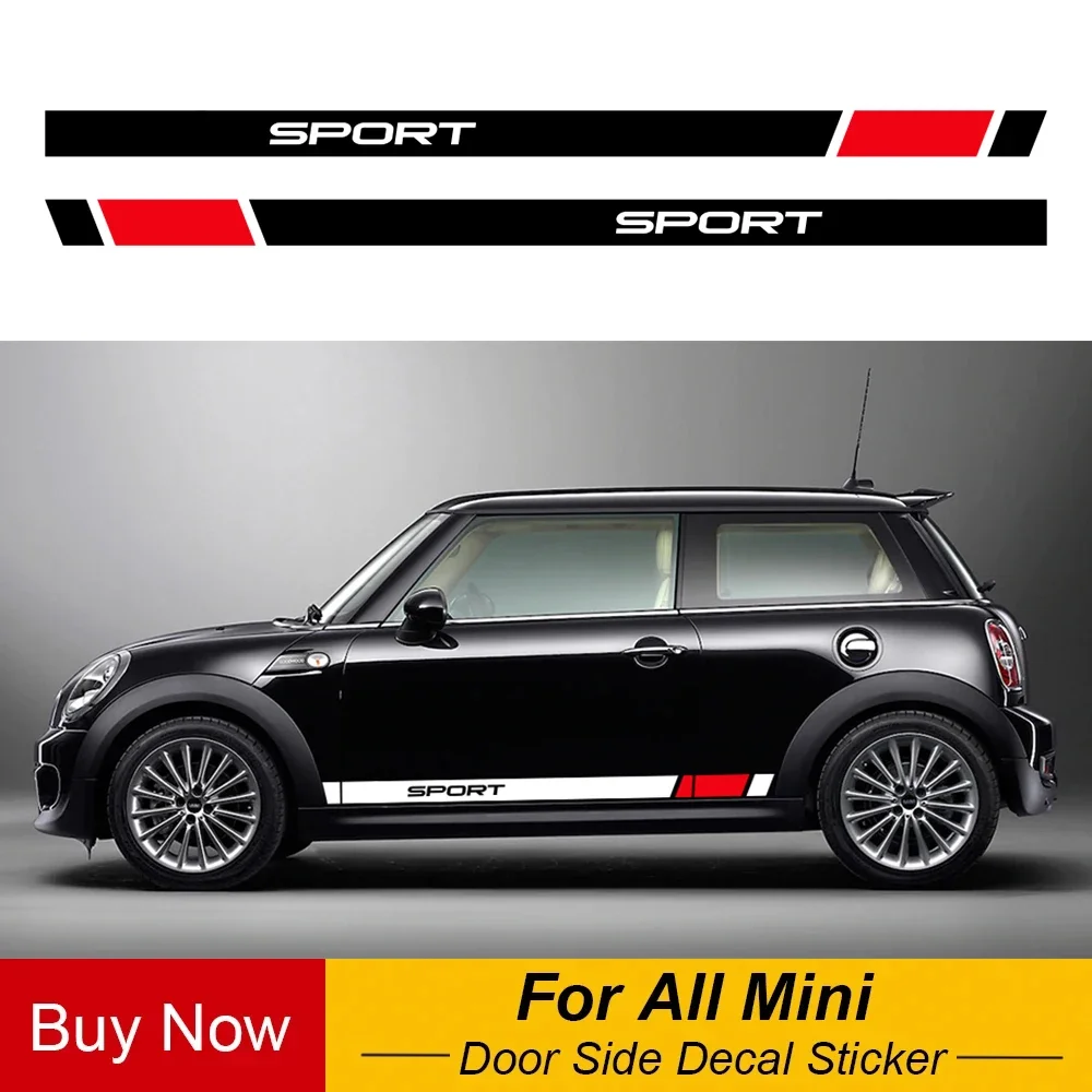 2Pcs Creative Stickers Car Side Door Decal Styling Decor Trim For Mini Cooper S JCW R55 R56 R60 R61 F54 F55 F56 F60 Countryman