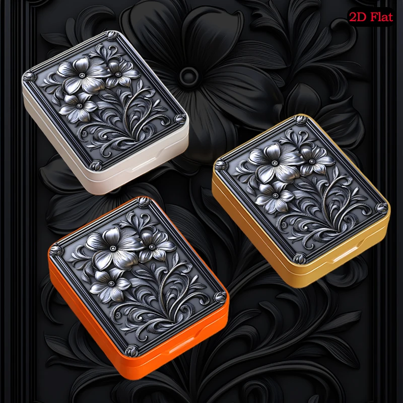 Silver Flower Relief Theme Creative Flip Top Tin Box, Portable UV Printed Personalized Photo Tin Box, Anti-rust Tinplate Box