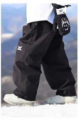 John Snow 3L Loose Snowboard Wear Waterproof Windproof Warm Snow Trousers Women Men Jumpsuit Winter Outdoor Skiing Pants
