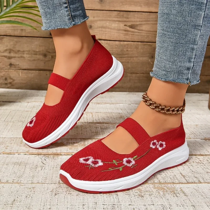 Women's Shoes on Sale 2024 Brand Mesh Women's Vulcanize Shoes Breathable Women Sneakers Embroidered Slip on Ladies Casual Shoes