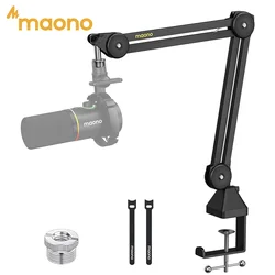 MAONO BA37 Microphone Boom Arm Heavy Duty Adjustable Metal Suspension Mic Stand Upgraded Desk Clamp 3/8