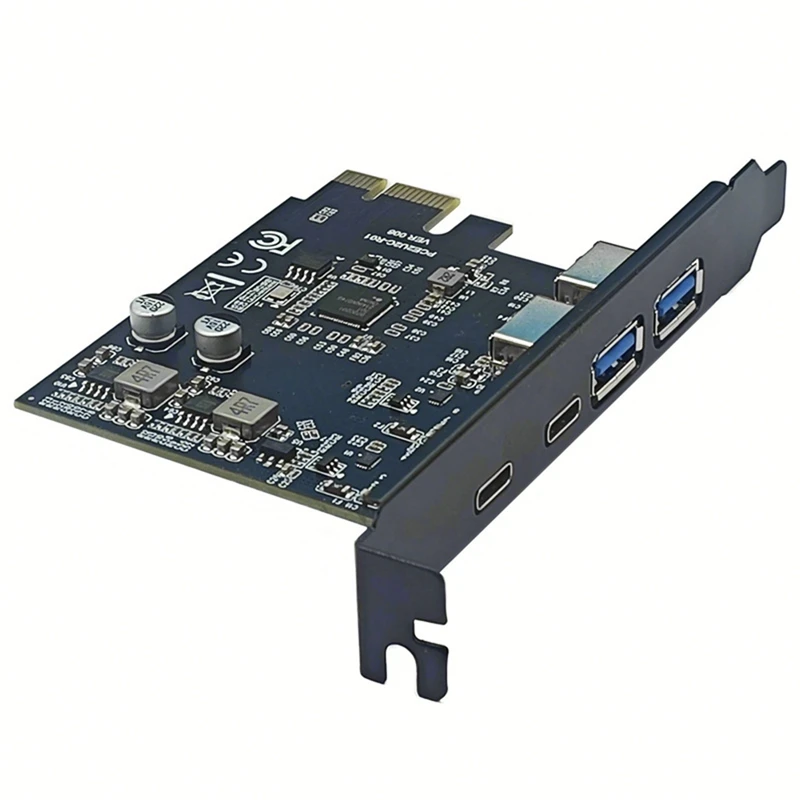 AAAN-4 Ports 5Gbps PCIE Card Hub USB 3.0 PCI-E Board 2Xusb A Port+2Xtype-C Port USB PCI-E Expansion Card Adapter For Computer