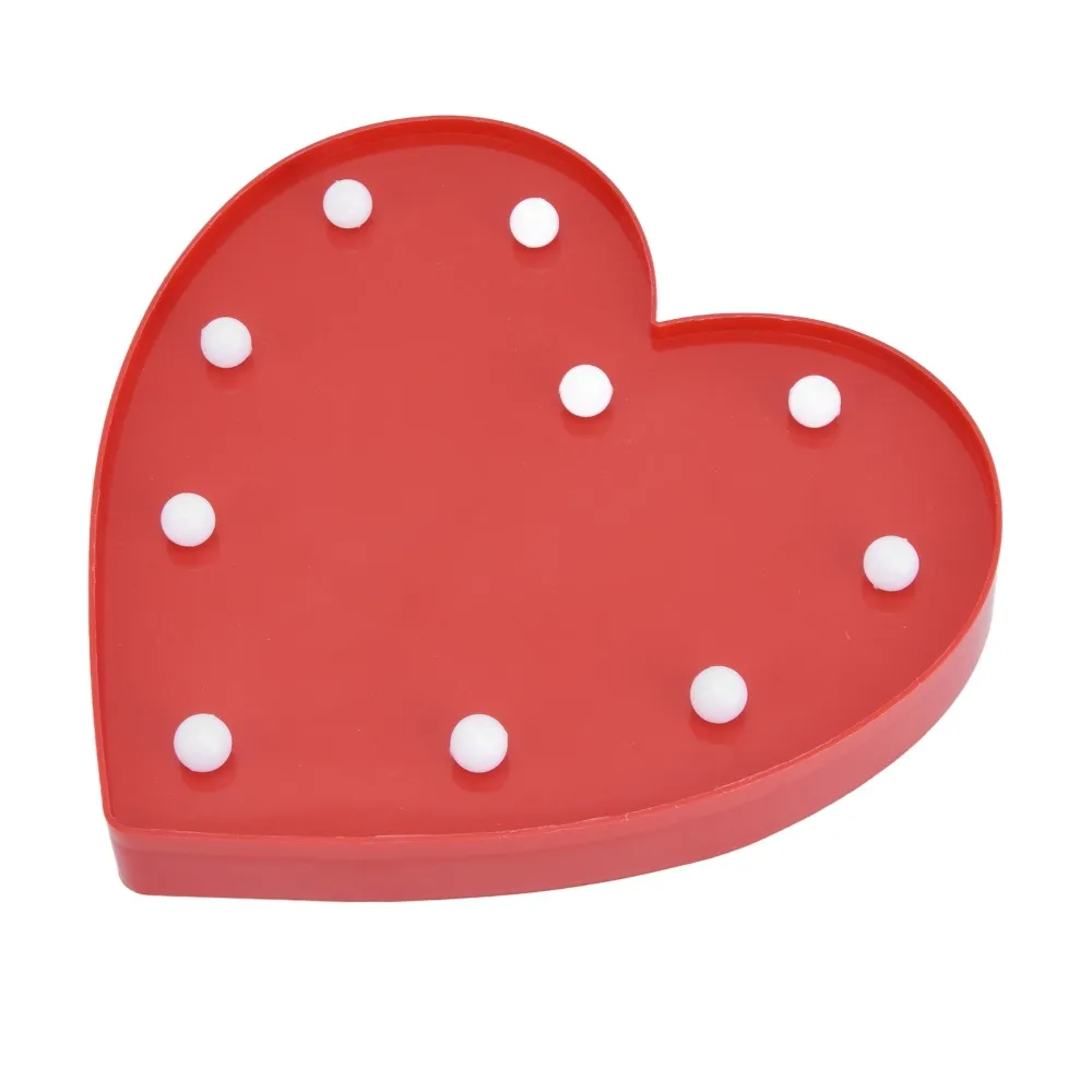 Cute Heart Shaped Night Light 10 LEDs with Hook Hole LED Lamp Battery Powered Warm Light Night Lamp Home Decor