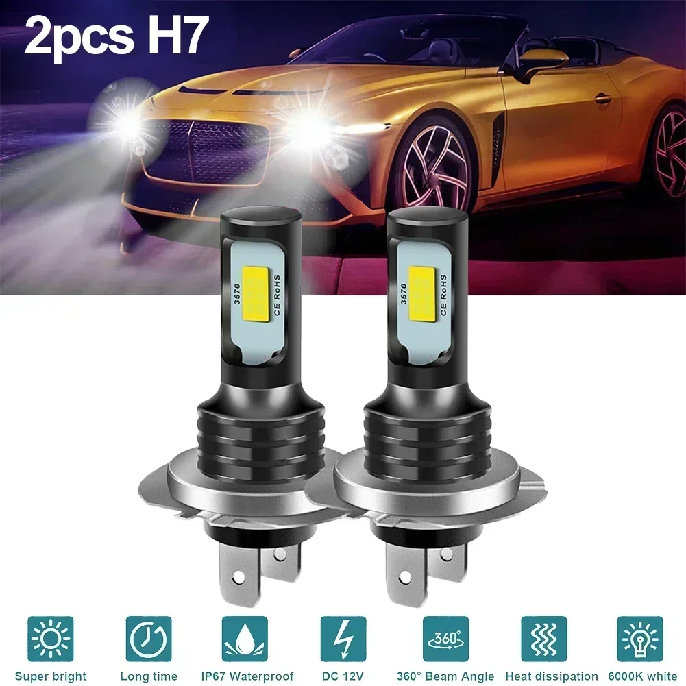 

2Pcs Car H7 Headlight 6000K/80W Car LED Headlight H7 Motorcycle Light CSP 3570 80W Car Fog Light Aluminum-Alloy Car Accessories