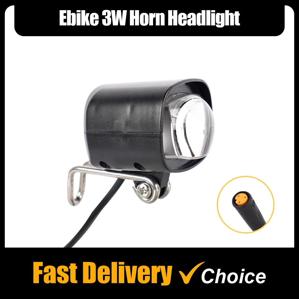 

Электрический велосипед 20-72 В, звуковая фара, 3 Вт, звуковая лампа для скутера, 3-контактная фара, IPX4, водонепроницаемый велосипедный фонарик