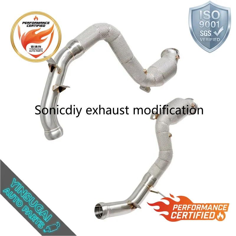 Cuski High Performance Heat Insulated Catted Downpipe For Mercedes AMG GT63 GT63S X290 M177 4.0T 2018-2023 SS304