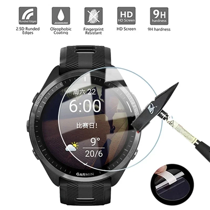 กระจกนิรภัยป้องกันหน้าจอสำหรับ Garmin Watch Forerunner 965 955 945 935 745 745 645 630 620 245เมตร235 158ฟิล์มกระจก45 55