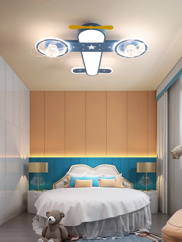 Children's Room Light Full Spectrum Led Eye Protection Aircraft Fan Lamp Boy Bedroom Fan Ceiling Light