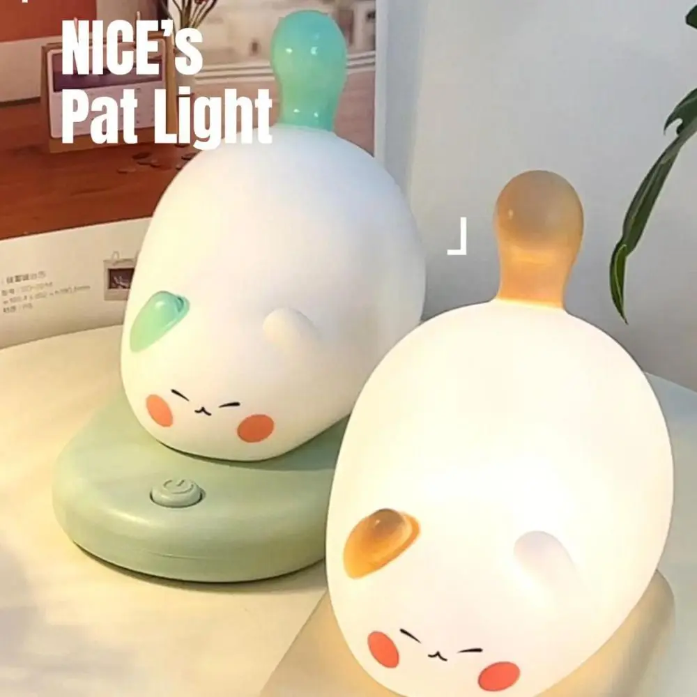 

Cartoon Soft Light Cat Shape Night Lamp Pat Dimming 2 Gear Touch Control Nightlight Plastic Eye Protection Touch Lamp Desktop