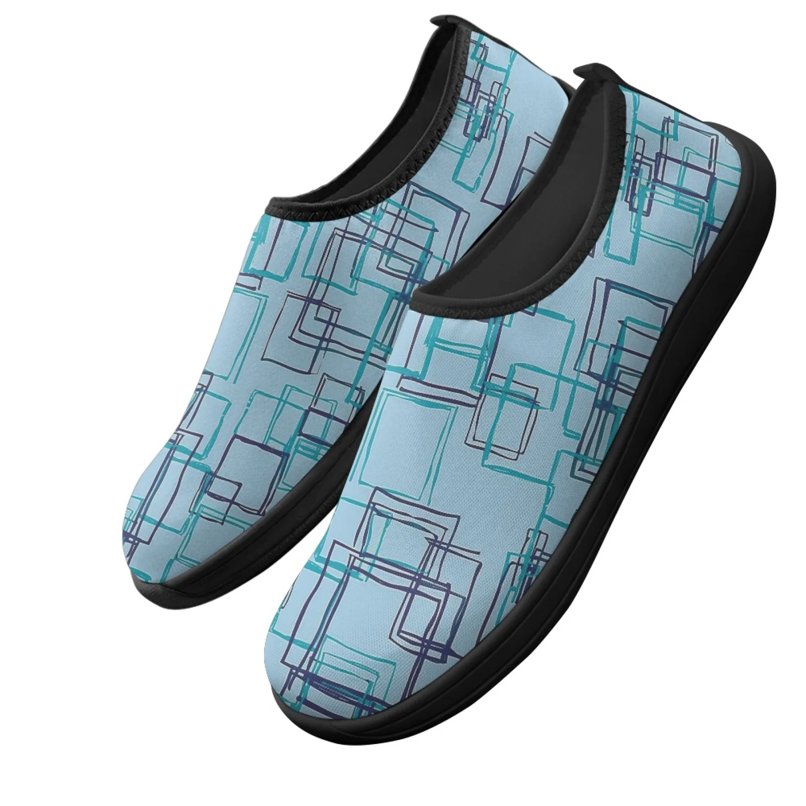 PENSTROLL Geometric Squares Comfortable Casual Sneakers Hiking Shoes for Work Breathable Low Top Flat Shoes
