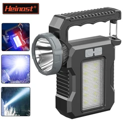 Solar Power LED Flashlights Multifunctional Portable Light Rechargeable Camping Work Light Solar Charging 4 Lighting Modes Torch