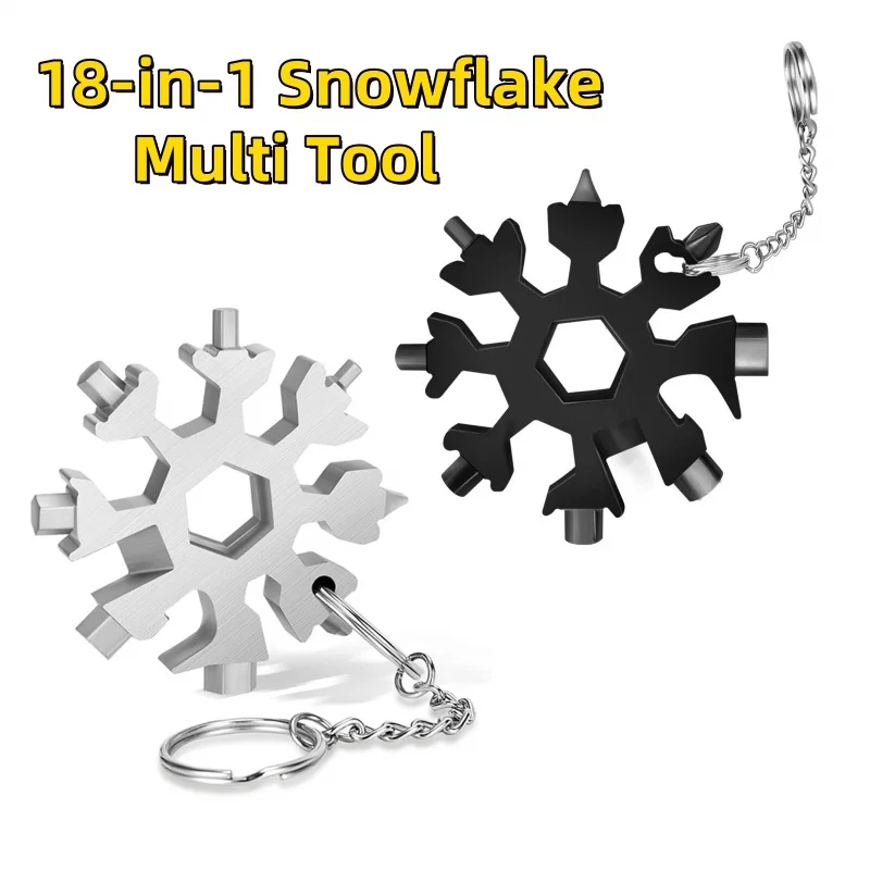 18-in-1 Snowflake Multi Tool Function Stainless Steel Bottle Opener/Wrench,Flat Cross Screwdriver,Outdoor Portable Gift For Men