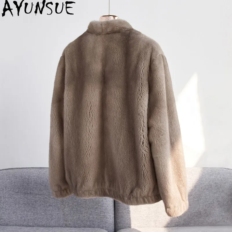 AYUNSUE Natural Mink Fur Winter Coat Man Warm Whole Female Mink Real Fur Coats Male Luxury Clothes Fashion Chaquetas Hombre