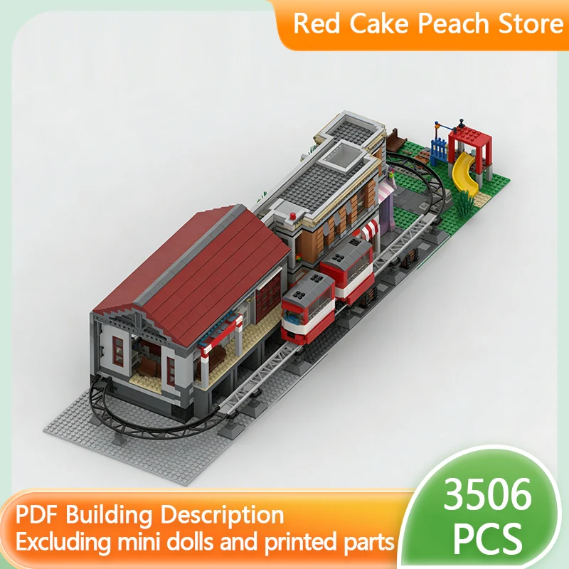 

City Street View Model MOC Building Bricks Station And Tram Modular Technology Children Holiday Gifts Assemble Toys Suit