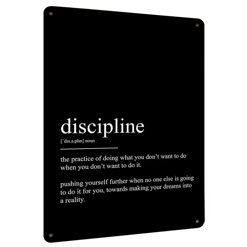 Inspirational Discipline Quote Metal Wall Art English Letter Decor for Home Office Study Room Minimalist Wall Hanging Decoration