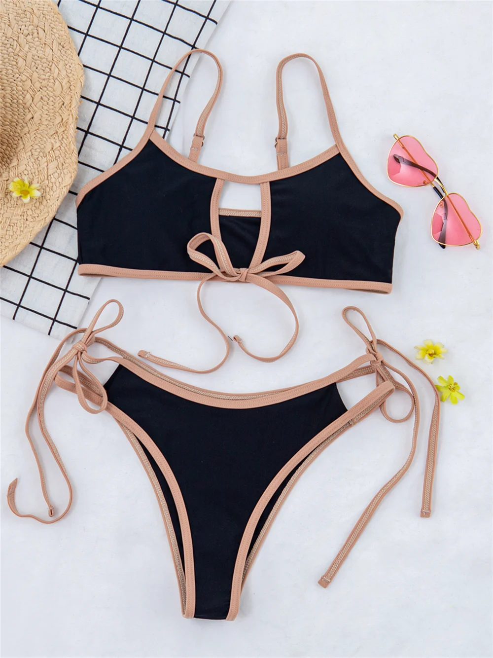 

Sexy Sling Bikini Extrem String Hollow Out Swimwear Border Push Up Swimsuit Women Micro Tanga Beach Bathing Suit Vacation Outfit
