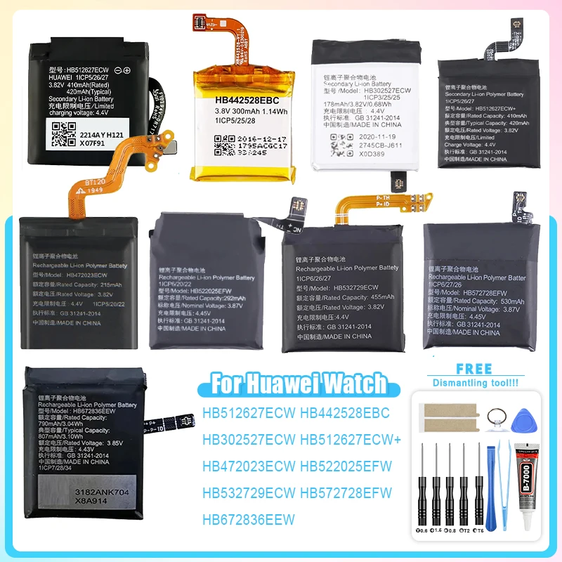 

Совершенно новая сменная батарея для часов Huawei Watch 1 2 3 GT 1 2 3 4 PRO 41 мм 42 мм 46 мм перезаряжаемые батареи Batteia + инструмент