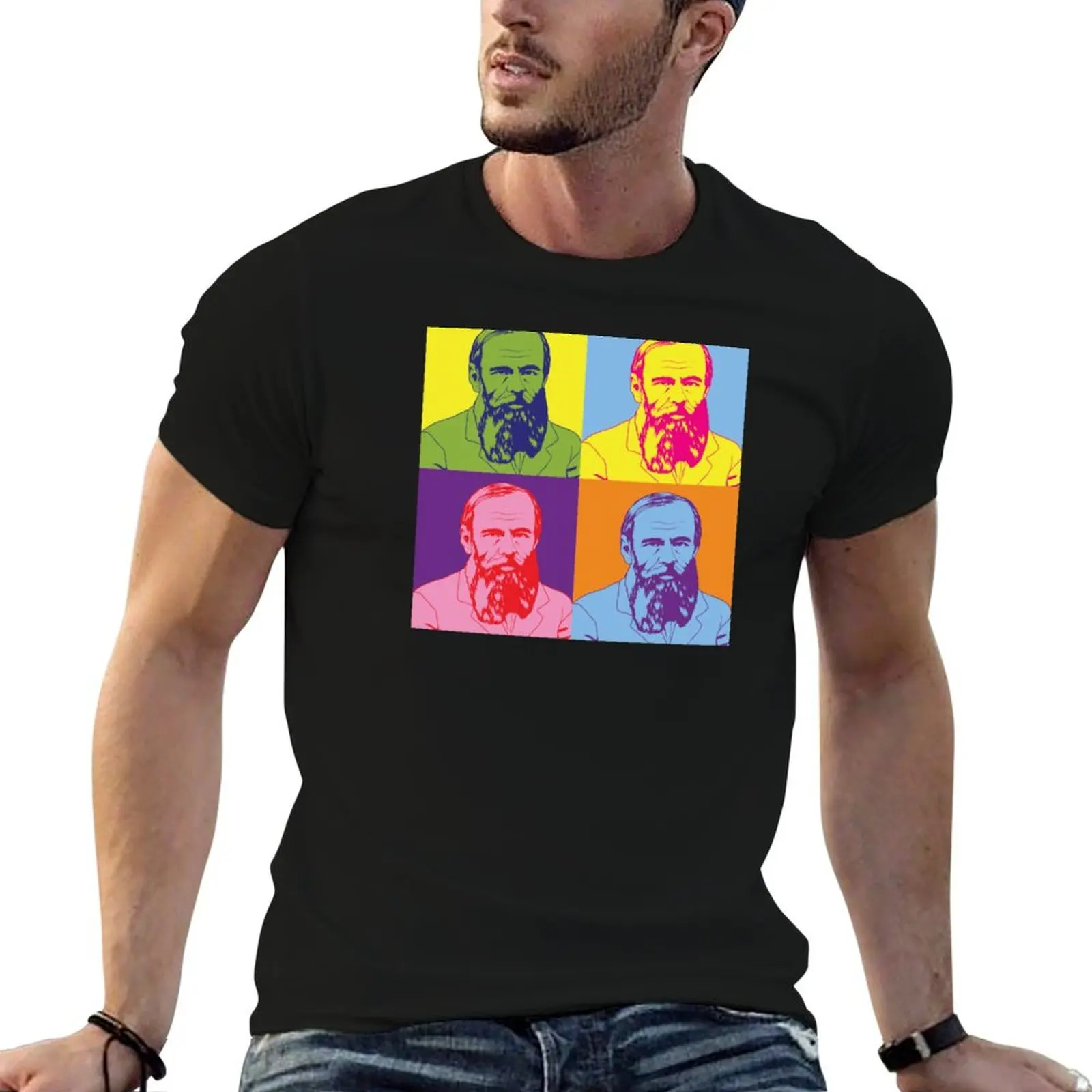 Russian Writer Pop Art Fyodor Dostoevsky design T-Shirt sports fans designer shirts mens t shirt graphic