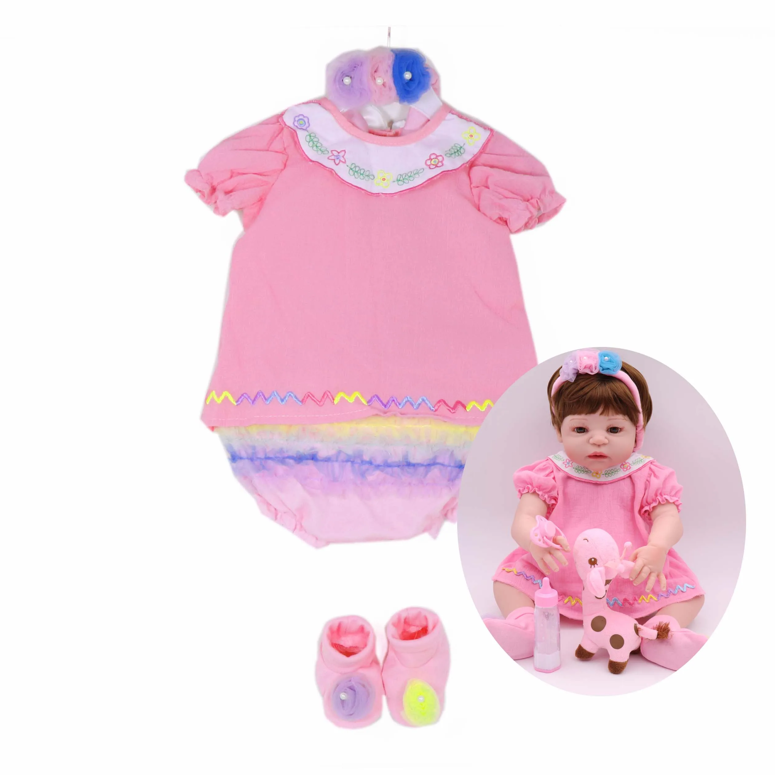 YingHuanMei Doll outfit, For This Shop 20-22 Inch Doll, Rainbow Style, The Flower Over The Shoes Is Asymmetrical Style