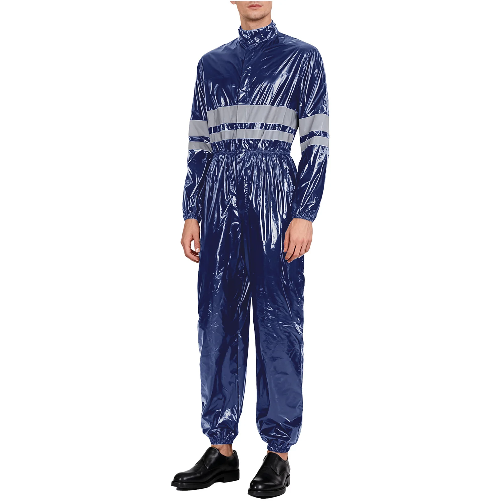 

Мужской водостойкий комбинезон со светоотражающими полосками высокой видимости, воротник-стойка, длинный рукав, эластичный пояс, комбинезон на молнии