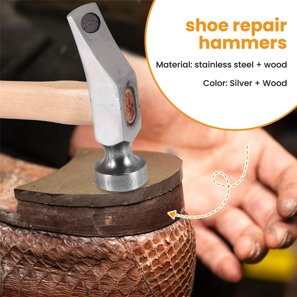Durable 1Pcs Cobbler Shoe Repair Hammer Wood Handle Leather Work Shoemaking Repairing Remmending Shoe Tool