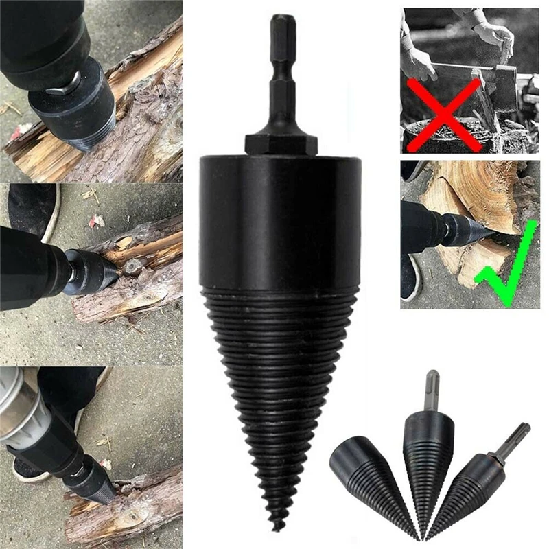 1Pcs Tools Firewood Chop Wood Drill Bit Splitting Tool Splitting Cone Log Splitters Wood Breaking machine Wood breaker Firewood