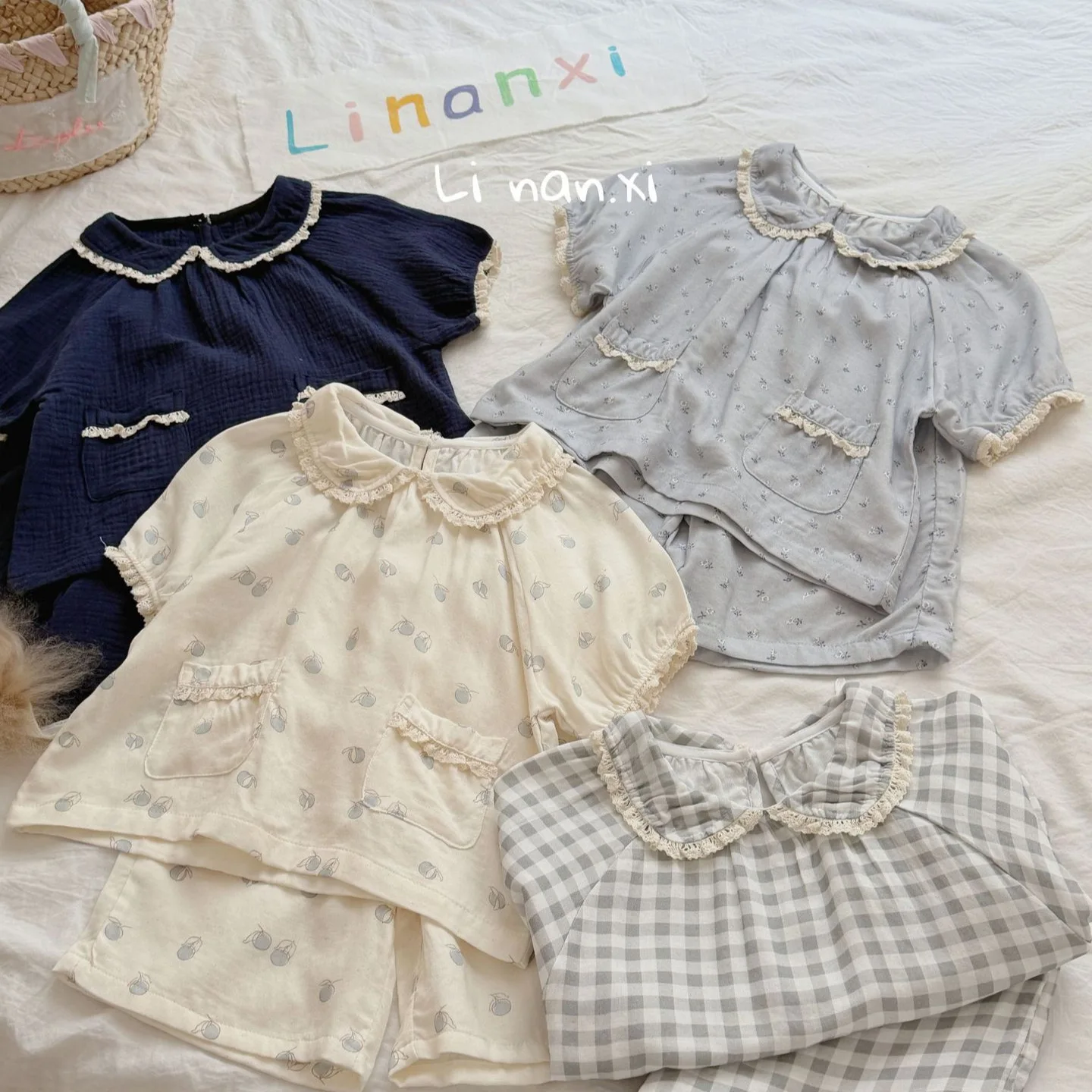 Girls' Loungewear Set Summer New Women's Treasure Pajamas Set Breathable and Sweat-absorbing Thin