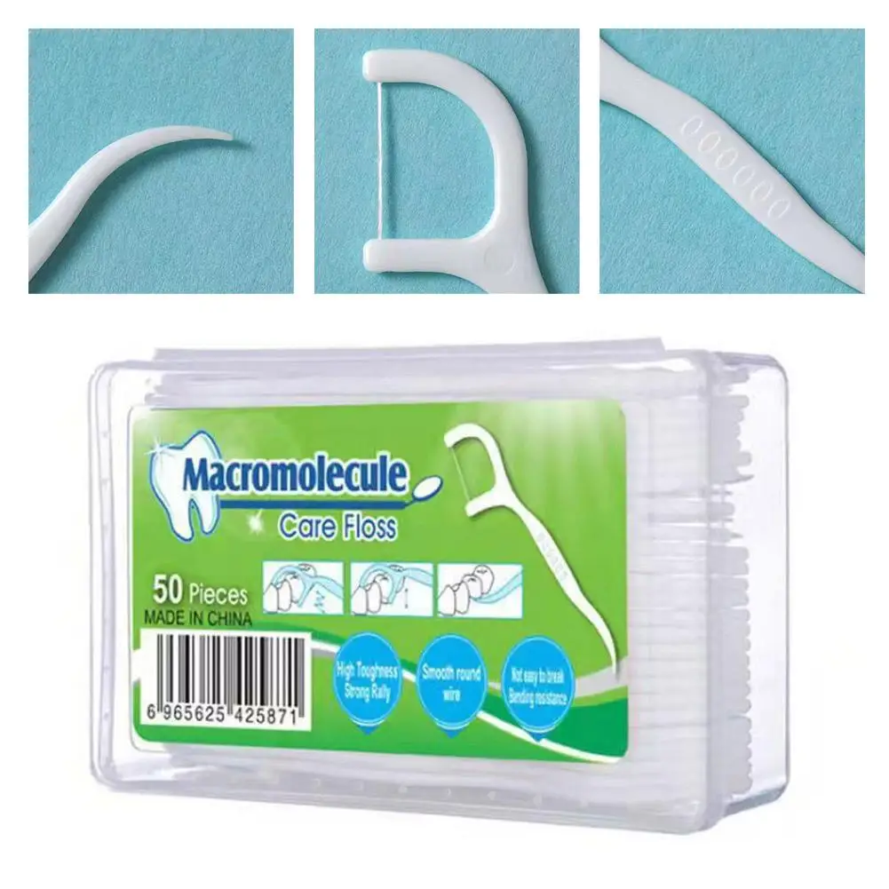 50 個デンタルフロスフロッサーピック歯つまようじスティック歯クリーン口腔ケア