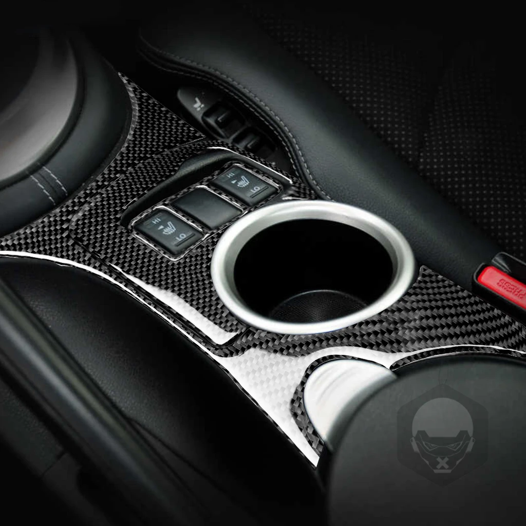 For Nissan 370Z Z34 2009-UP Carbon Fiber Center console water cup Panel Trim Cover Car Interior Accessories Decorative Stickers