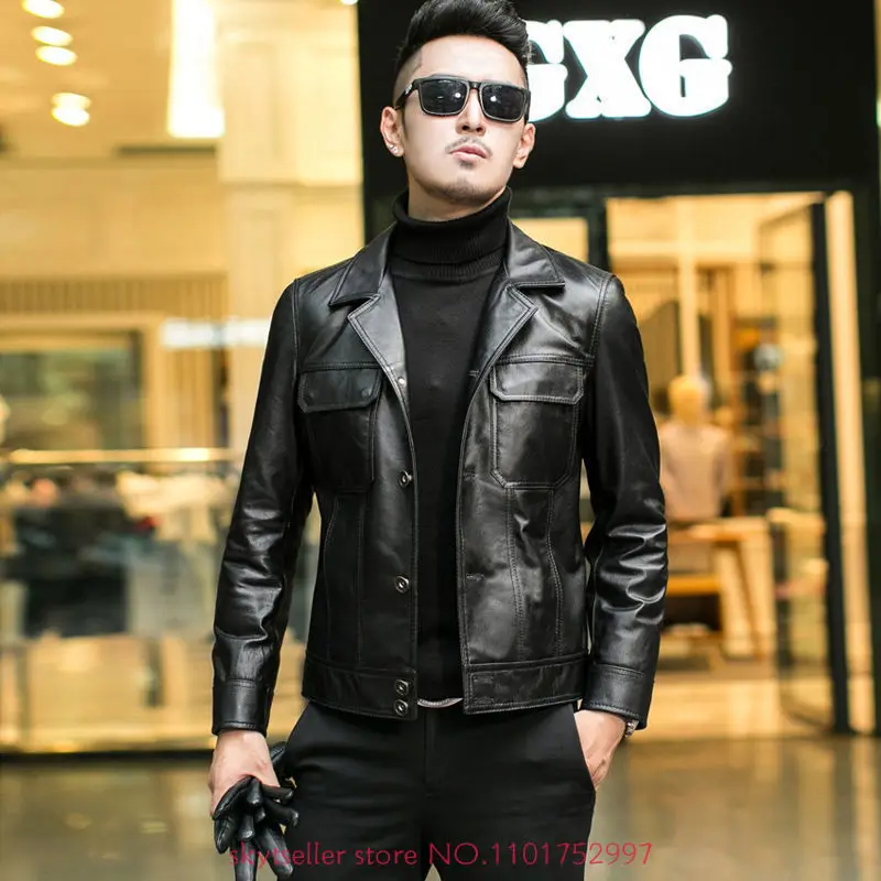 

2022 Men Spring Autumn Fashion Natural Sheepskin Leather Jackets Men Real Leather Coats Male Motorcycle Jackets Clothes W61