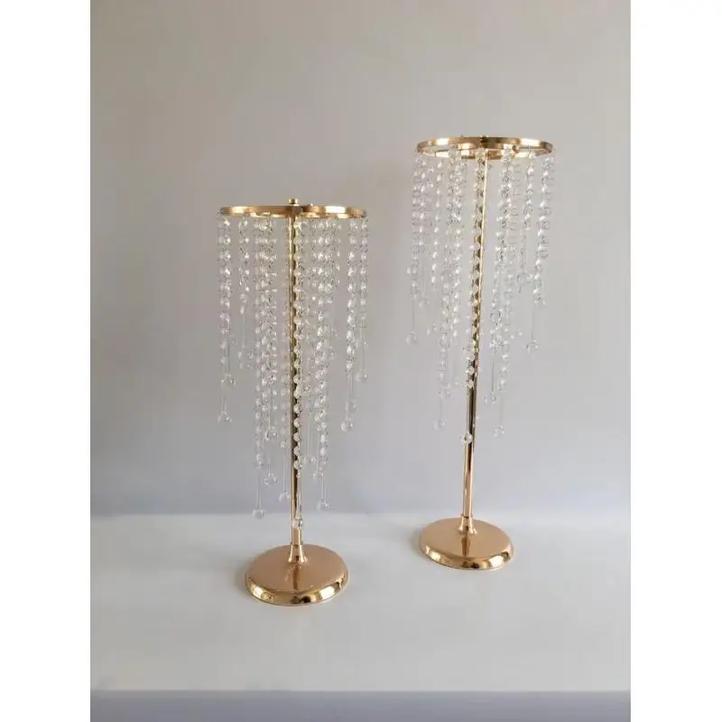 

10pcs Acrylic Hanging Bead Flower Stand , Wedding Road Lead, Home Table Decoration, Party Decoration,Shiny Gold Flower Stand
