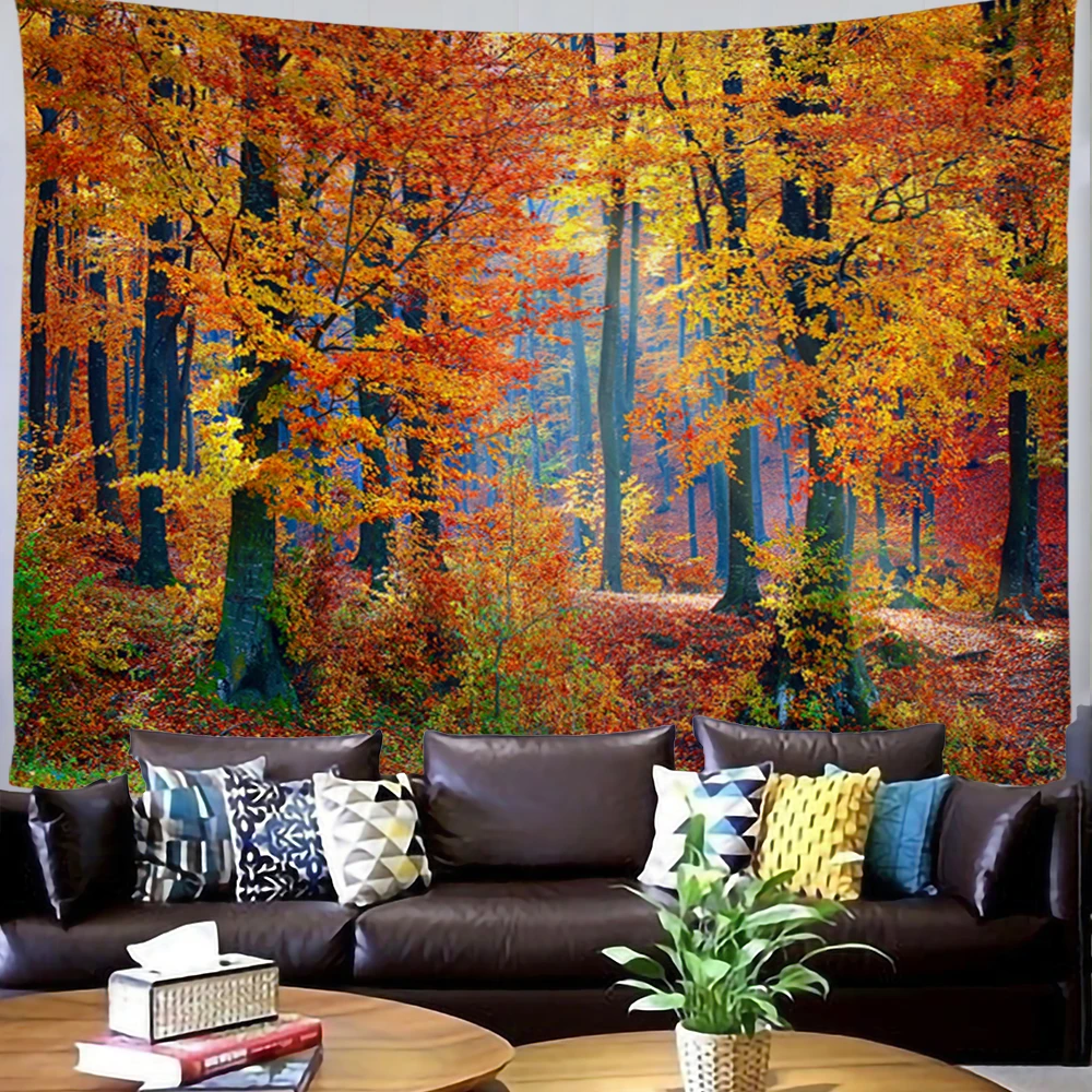 Forest River tapestry Green natural landscape  Wall hanging decoration Living room Bedroom decorative 