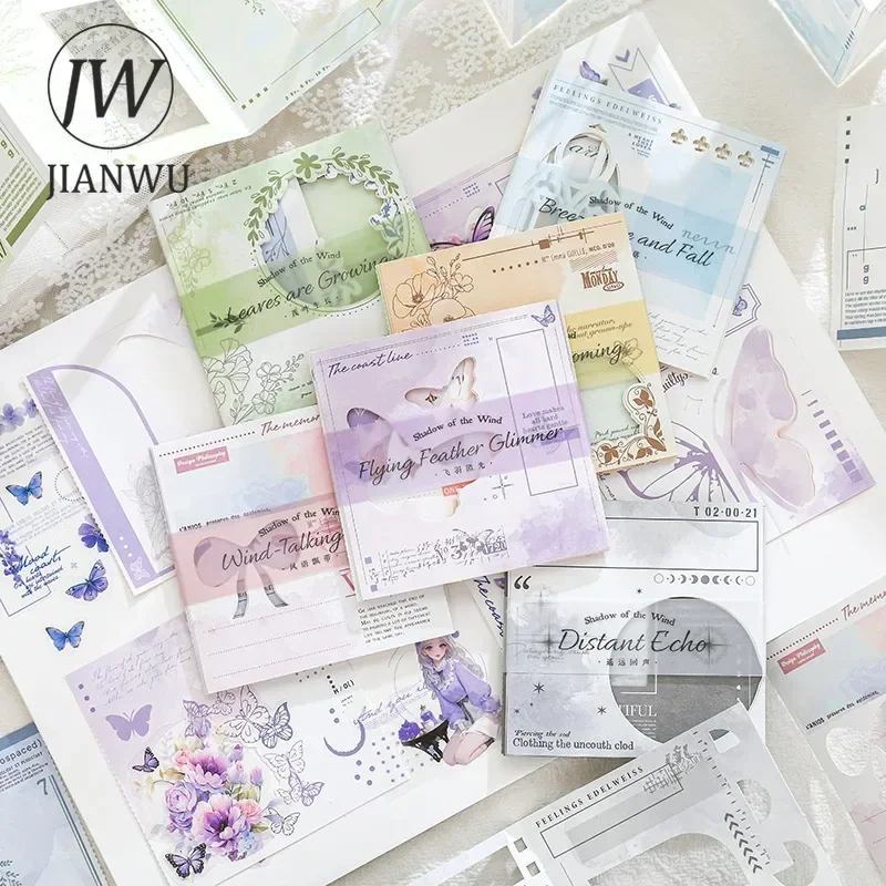 JIANWU Clear Light and Shadow Series Vintage Flower Hollow Border Label Collage Material Paper Creative DIY Journal Stationery