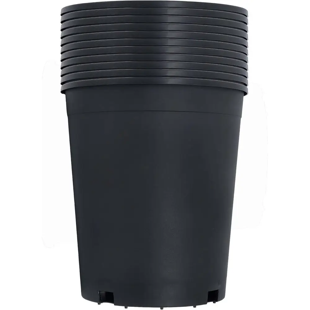 10 Pack 5 Gallon 11 Black Nursery Pots with Drainage for Garden Seedlings and Planters