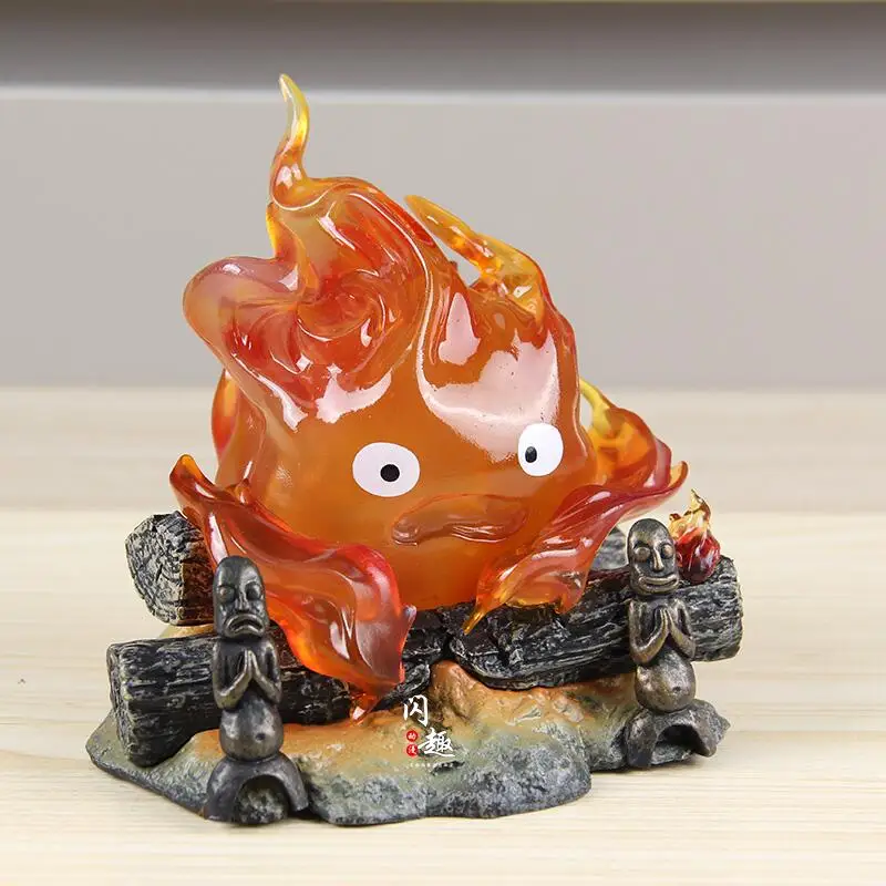 Cartoon Calcifer Objects Lamp Cartoon Anime Candle Action Figure Statue Model Doll Toys Collection Desktop Ornament kids gift