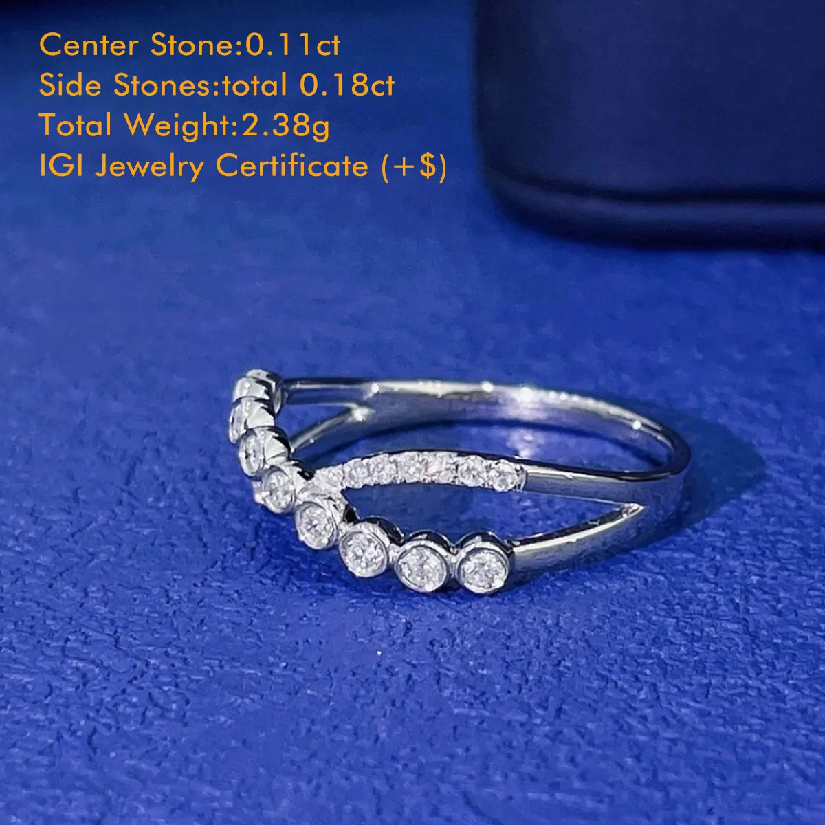 18K White Gold White Diamond Ring Mixed Pavé and Bezel Set Openwork Shanks Diamond Rings Natural Diamond Ring For Women Gift