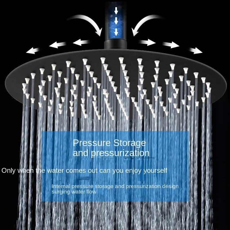 

Matte Black 6"/8"/10"/12" Square Round Shower Head Rainfall Water Saving Ultra-thin Stainless Steel Bathroom Accessory