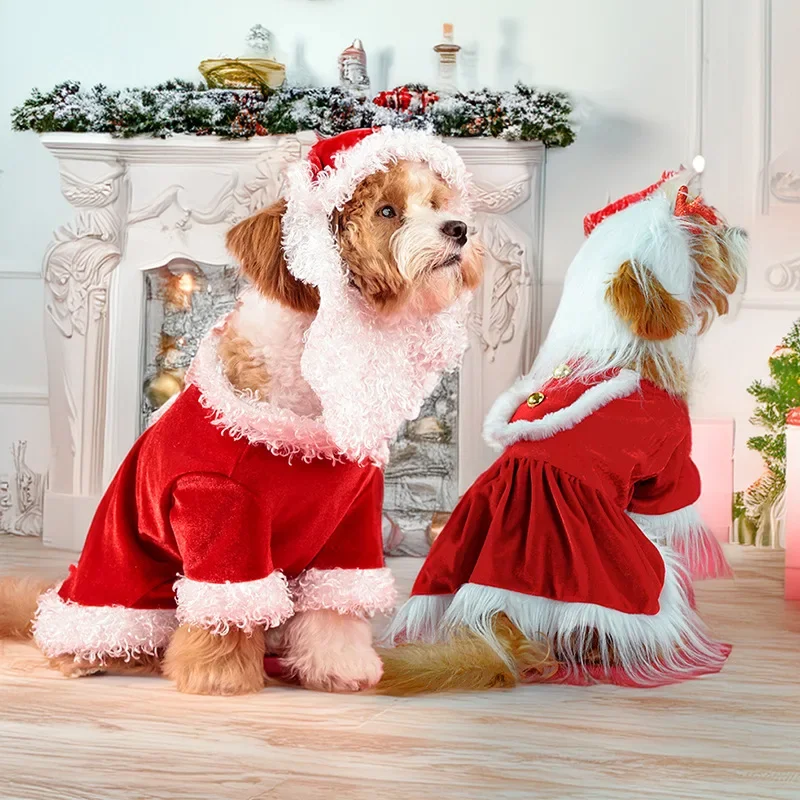 New pet clothes, Christmas party set, holiday outfit, funny small and medium-sized dog clothes