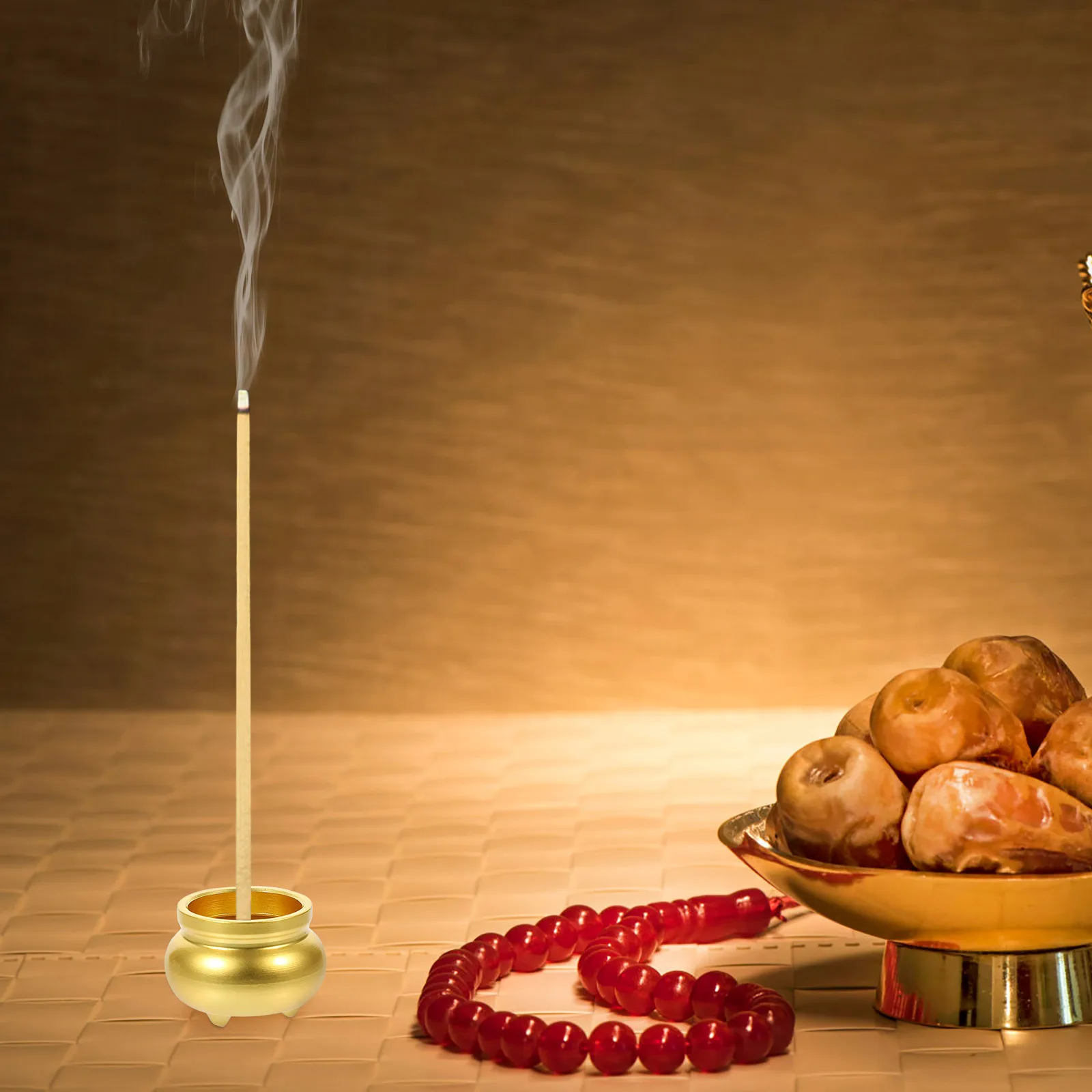 

4pcs Incense Burner Brass Stick Holder Retro Desktop Ornament Home Office Decor Aroma Therapy Japanese Style Censer Plate Table