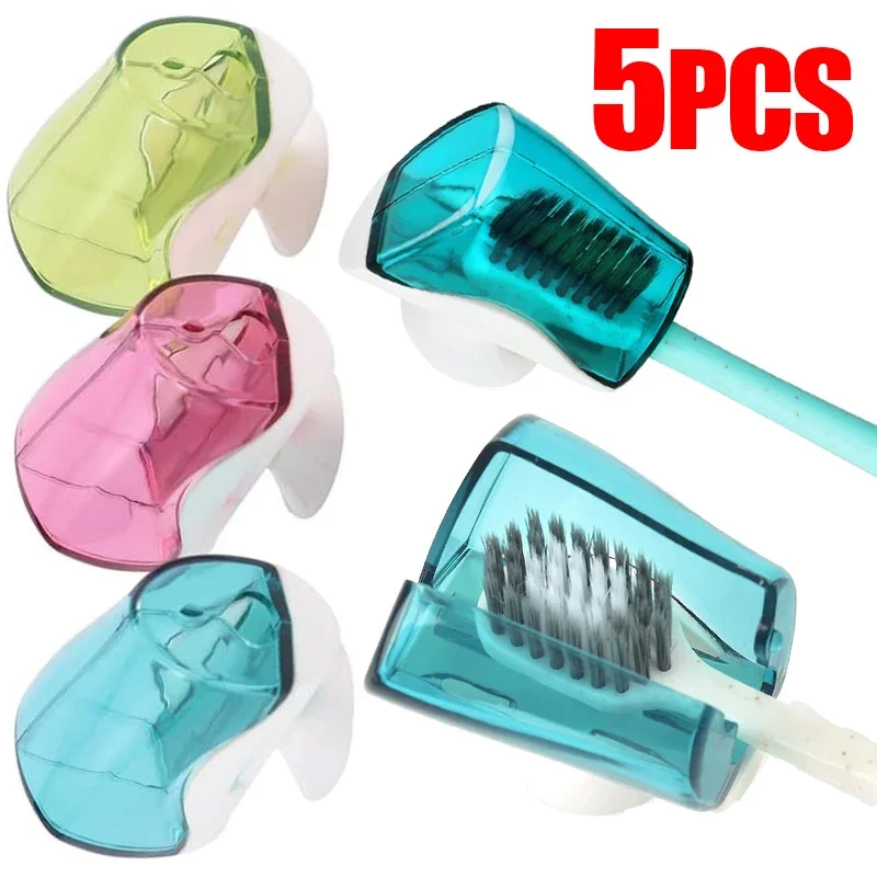 Portable Toothbrush Head Covers Dustproof Suction Cup Toothbrush Holder Protector Case Caps for Bathroom Travel Outdoor Camping