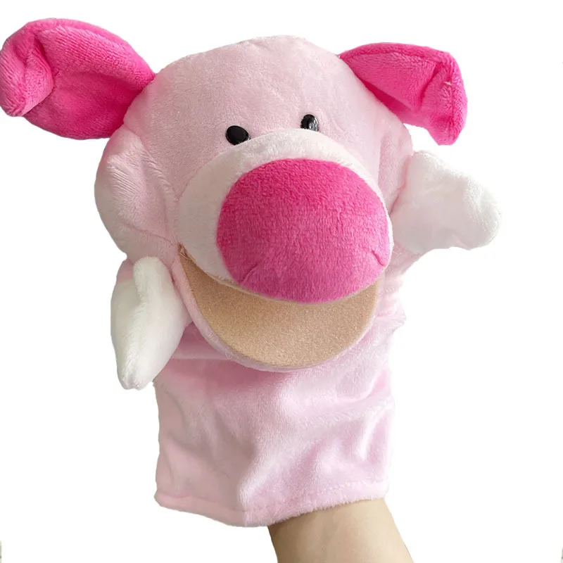 cute open mouth pink pig hand puppet infant plush toy