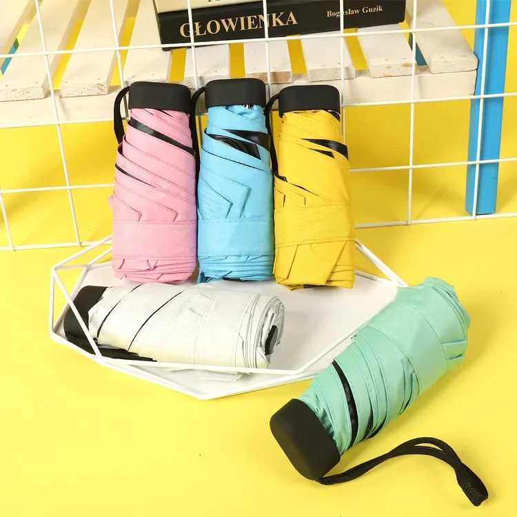 

Легкий карманный мини-зонт от дождя, женский ветрозащитный прочный 5-складный солнцезащитный зонт, портативный солнцезащитный крем, женский зонт от солнца