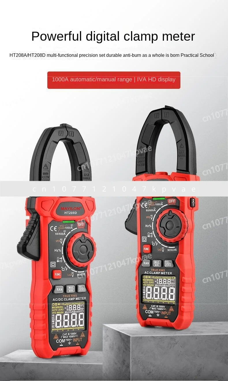 Test Electronic Multimeter Clamp Meter AC/DC Digital HT208D 1000A Current Digital Clamp Meter Ammeter