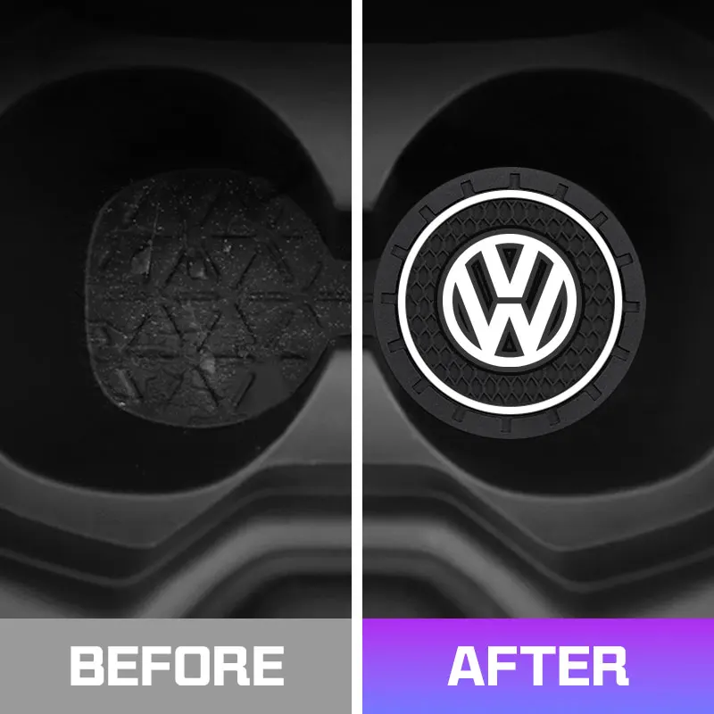 2pcs Car Cup Holder Mat Leather Water Coaster Pad For VW Volkswagen VW ID3 ID4 Golf 7 8 MK8 T-cross Passat B8 Tiguan Jetta Skoda view 2