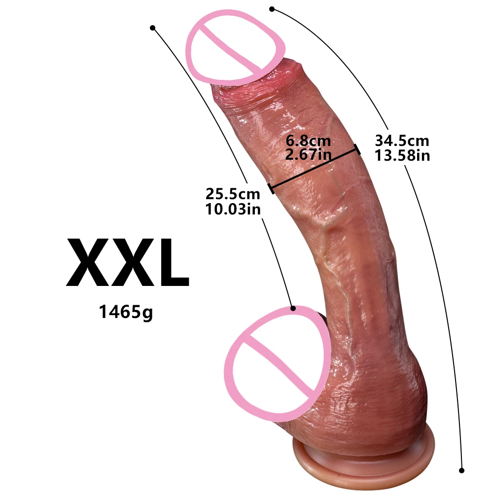 13.58in Super Real Skin Penis Realistic Dildo Soft Flexible Huge Cock with Suction Cup Sex Toys for Woman Masturbation Anal Dick