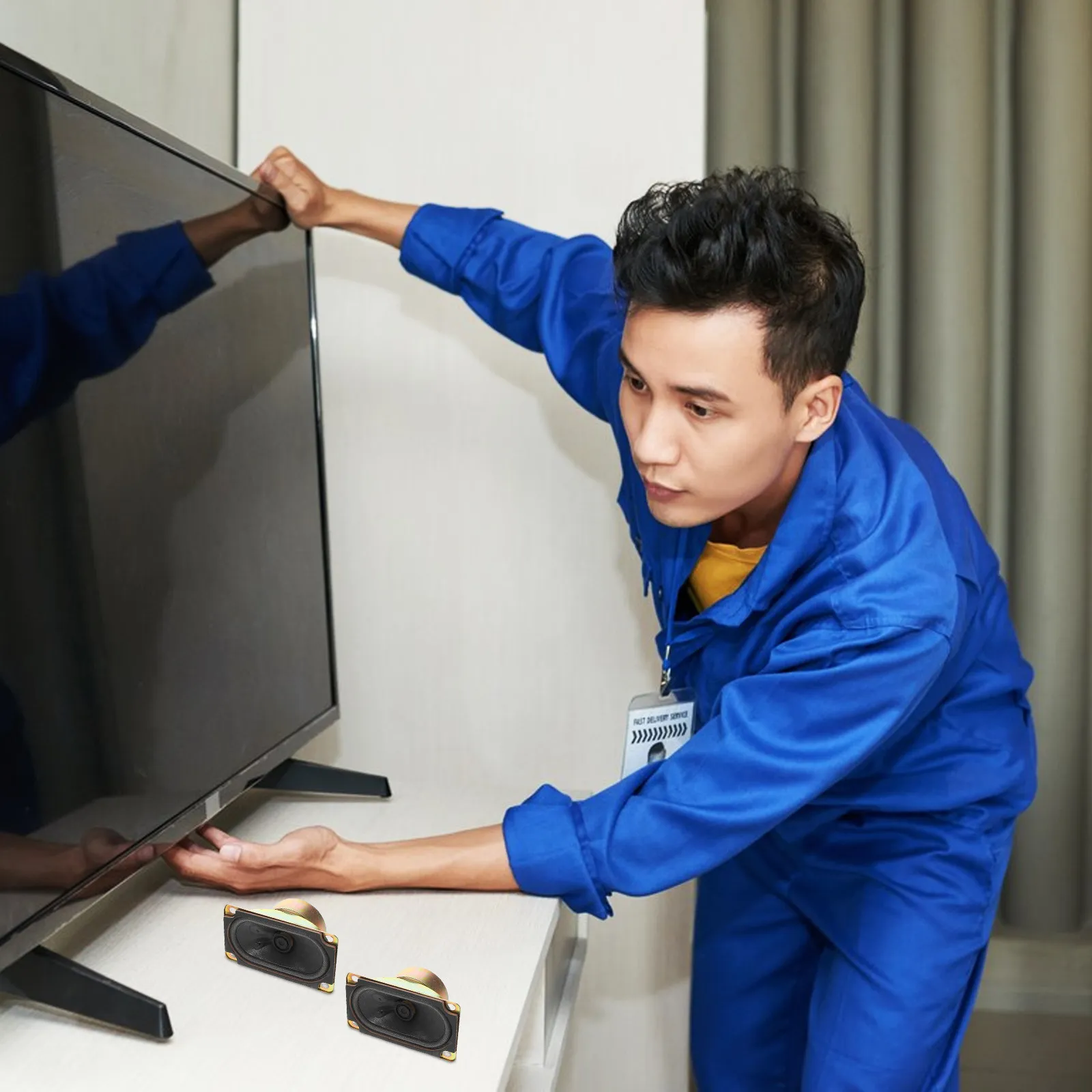 2Pcs Rectangular Audio Speaker Driver Replacement Parts for LCD TV High Sensitivity Loud Speaker Home Stereo Sound Box DIY