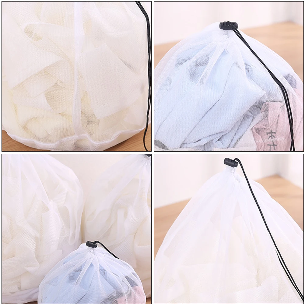 

6 pcs Drawstring Laundry Bags 1 Set Multi-Purpose Mesh Wash Bag For Underwear Clothes Reusable Nylon Storage Bag